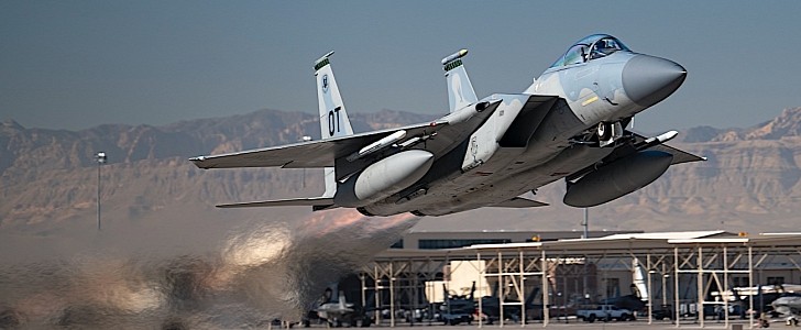 F-15C Eagle taking off from the Nellis Air Force Base in Nevada