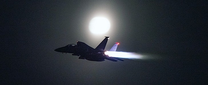 F-15E Strike Eagle taking off from Ellsworth Air Force Base