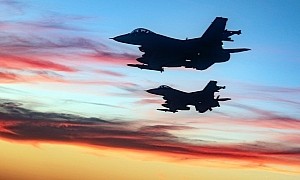 F-16 Fighting Falcons Fly Over High School Football Game, They Look Like a Painting