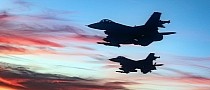 F-16 Fighting Falcons Fly Over High School Football Game, They Look Like a Painting