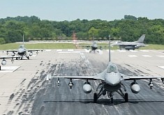 F-16 Vipers Doing an Elephant Walk Look Like Predators Out Hunting