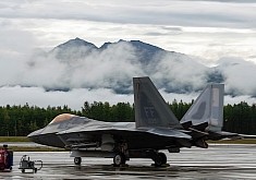 F-22 Raptor Looks Unimpressed by Wall of Clouds Moving In to Engulf It