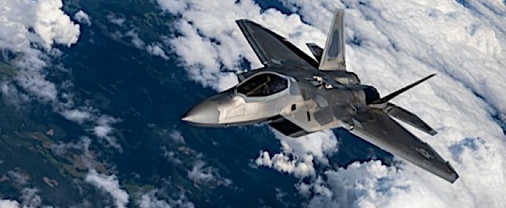F-22 Raptor flying over Poland during NATO Air Shielding mission