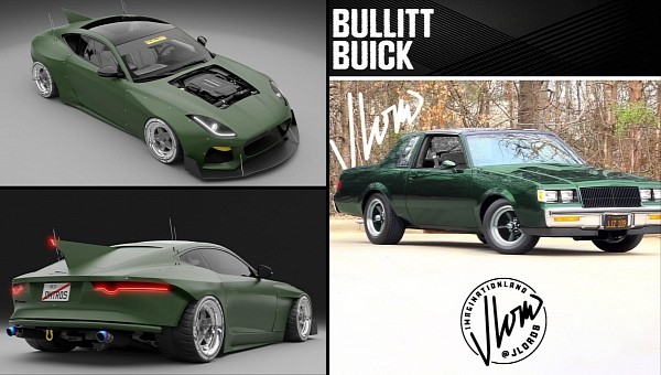 Jaguar F-Type slammed widebody and Bullitt car renderings