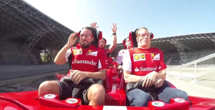 F1 Drivers Raikkonen and Alonso Keep It Cool at 4.8Gs on a Roller Coaster