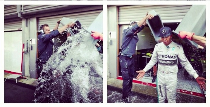 Lewis Hamilton getting soaked