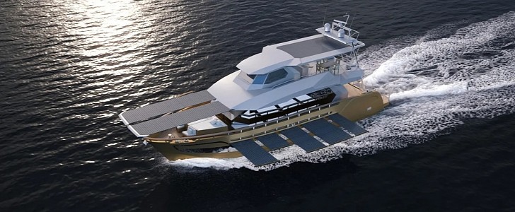 Fabiani's Hybrid 77 Yacht with retractable solar panels