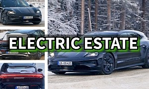 Facelifted Porsche Taycan Sport Turismo Spied Naked in a Winter Wonderland