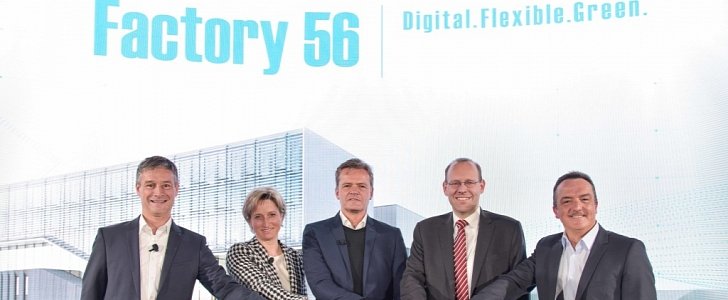 Mercedes officials presenting the new Factory 56 plant