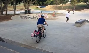 Fail of The Year: Dad Takes His Daughter to The Skatepark on a Bike