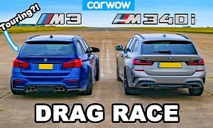 Fake BMW M3 Touring Vs. M340i Touring Drag Race Is Hot Wagon on Wagon Action