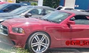 Fake Dodge Charger Convertible Is Actually a Ford Mustang, Has Huge Wheels