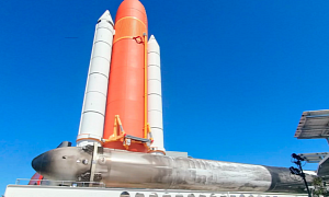 Falcon Heavy Booster on Display at the Kennedy Space Center