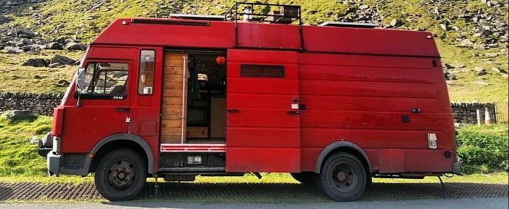 A family from the UK turned a former fire truck into an eco-friendly camper van