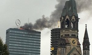 Famous Berlin Tower Sporting Mercedes-Benz Sign Catches Fire