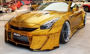 Famous "Engraved Gold" Nissan GT-R Widebody for Sale, Looks Like an Opulant JDM