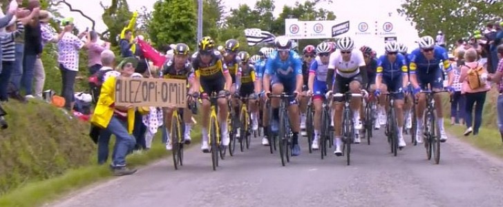 Fan looking for extra attention brings down the peloton during Stage 1 of Tour de France