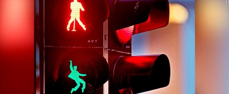 Elvis Presley traffic lights set up to commemorate The King in Friedberg, Germany