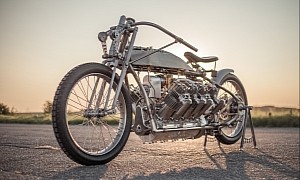 Fascinating J.A.P V8-Powered Custom Bike Features Vintage Aircraft Technology