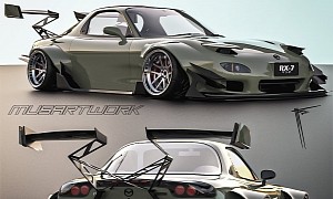 Fast, Furious Widebody Mazda RX-7 Meets NFS Art in Digital Split-Wing Tribute