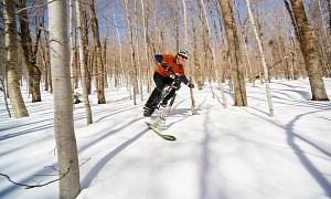 Fat Bike Skis Modify Your Mountain Bike to Let You Carve Lines in the Snow