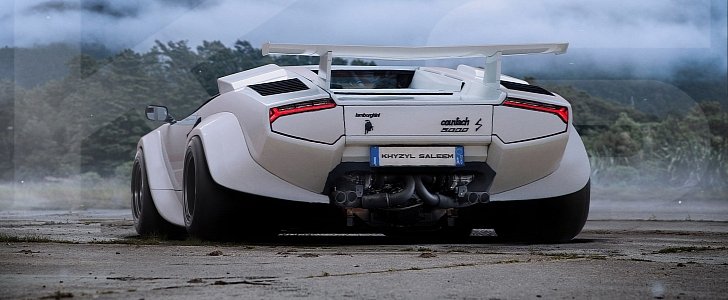 Fat-Bottomed Lamborghini Countach with Huracan Taillights Render