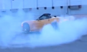Father Encourages Daughter to do a Corvette C6 Burnout/Donut Session