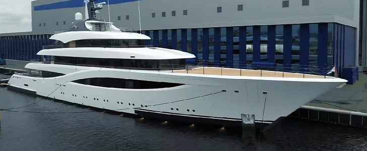 Feadship's new luxury yacht JUICE leaves its shed