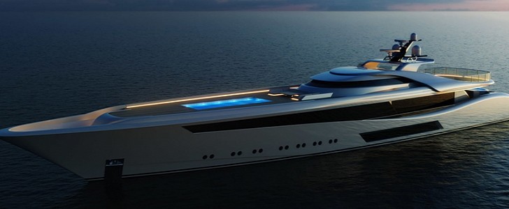 Project 3073 is a superyacht concept inspired by the Jaguar E-Type