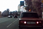 Fearless Pedestrian Crosses Street in Russia