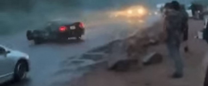 Ford Mustang bucks its human in the middle of a donut run