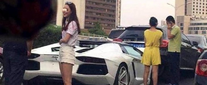 Crashed Lamborghini Aventador in China