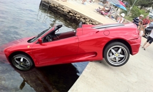 Ferrari 360 Spider Takes a Dive into the Sea