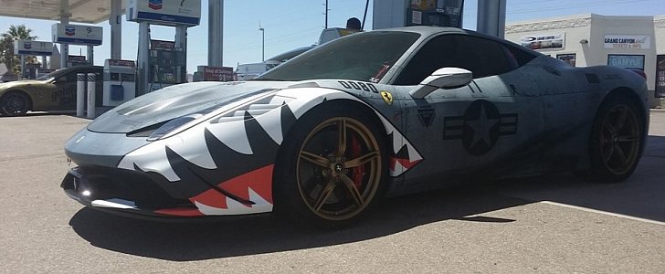 Ferrari 458 Speciale with WWII Shark Teeth Fighter Wrap