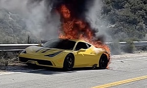 Ferrari 458 Speciale Catches Fire in Los Angeles Because This Car Is "Jinxed"