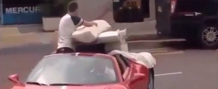 Ferrari 458 Spider Moving a Couch