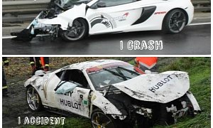 Ferrari 458 vs McLaren 650S: Choose Your Supercar Crash in the Rain
