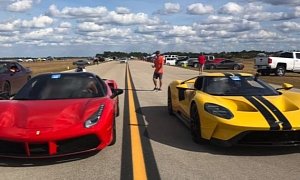 Ferrari 488 Drag Races Ford GT, Victory Is Crushing