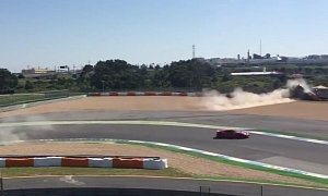 Ferrari 488 Flies through Estoril Bend, Wrecks in Airborne Crash as Brakes Fail