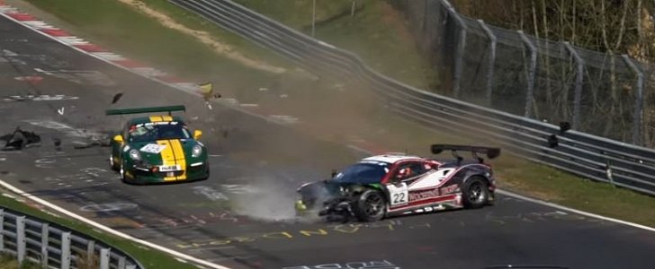 Ferrari 488 GT3 Driver Tackles Porsche in Nurburgring crash
