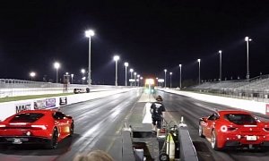 Ferrari 488 GTB Drag Races Lamborghini Huracan, Winner Takes It All