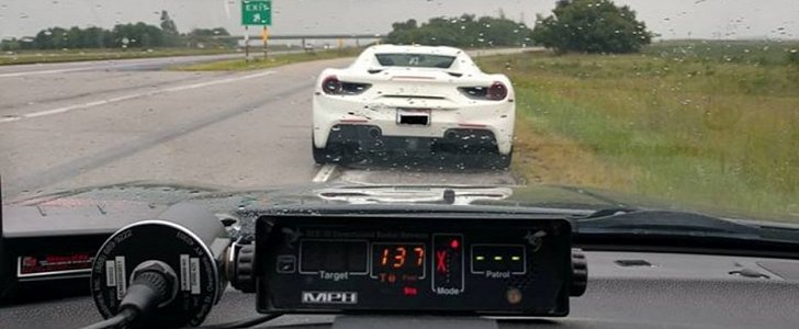Female driver caught speeding in Ferrari 488 Spider, tries to lie her way out of a ticket