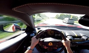 Ferrari 812 Superfast Passes Cars at 200 MPH in German Autobahn Sprint