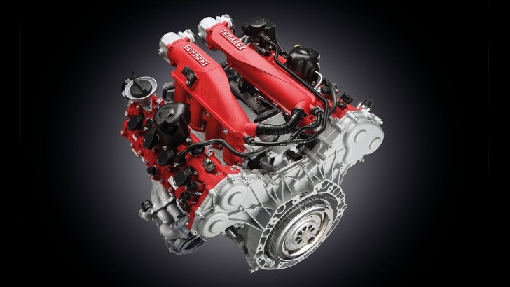 Ferrari turbocharged V-8 engine