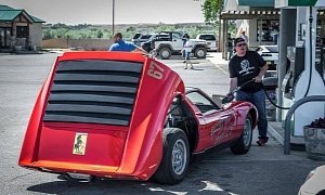 Ferrari-Badged Lamborghini Miura Spotted at Gas Station, Shows Huge Logo