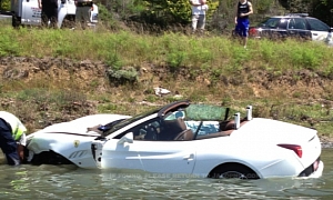 Ferrari California Test Drive Crash: Water Landing
