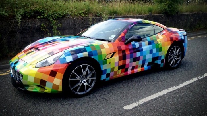 Ferrari California Gets Rainbow Checkered Wrap
