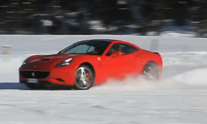 Ferrari California Plays on the Snow