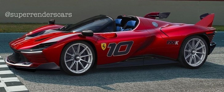 Ferrari Daytona SP3 FXX-K track prototype rendering by superrenderscars