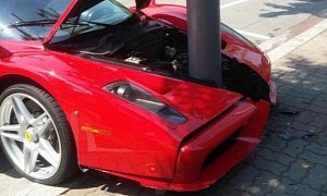 Ferrari Enzo Crash in South Korea Sees Pole Digging into the Supercar